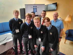 With Fr Tony O'Riordan, Jesuit and Syria country director for the Jesuit Refugee Services (JRS), and some students from Ardscoil Rís at a fundraiser after the earthquake in Syria and Turkey