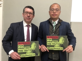 With Sebastien Lai whose father, Jimmy Lai, has been unjustly imprisoned in Hong Kong for defending democracy, human rights and free speech